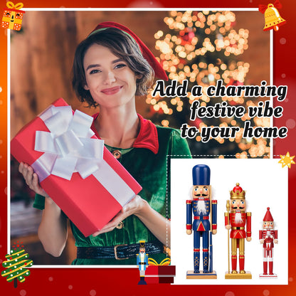Vercraft 3 Set Unfinished Nutcracker Wooden Unpainted Nutcrackers Christmas Plain Paint Your Own Nutcracker Figurines Craft Kit Ornaments with Paint and Brush for Xmas Holiday Decoration
