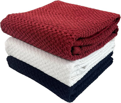 Patriotic Red White Navy Blue Kitchen Hand Dish Towels Oversized 28"x18"