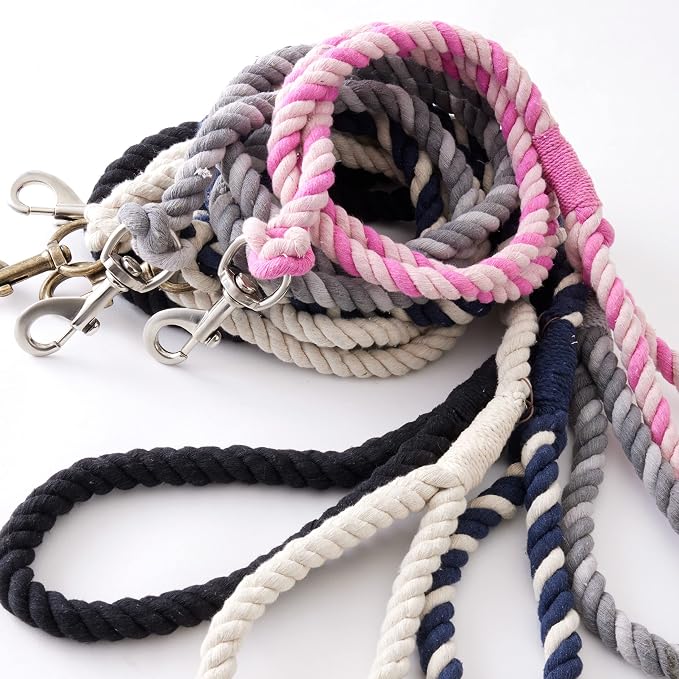 HonestBaby Collars and Leash Sets Braided and Vegan Suede for Dogs Organic Cotton for Pets, Black/Black, One Size