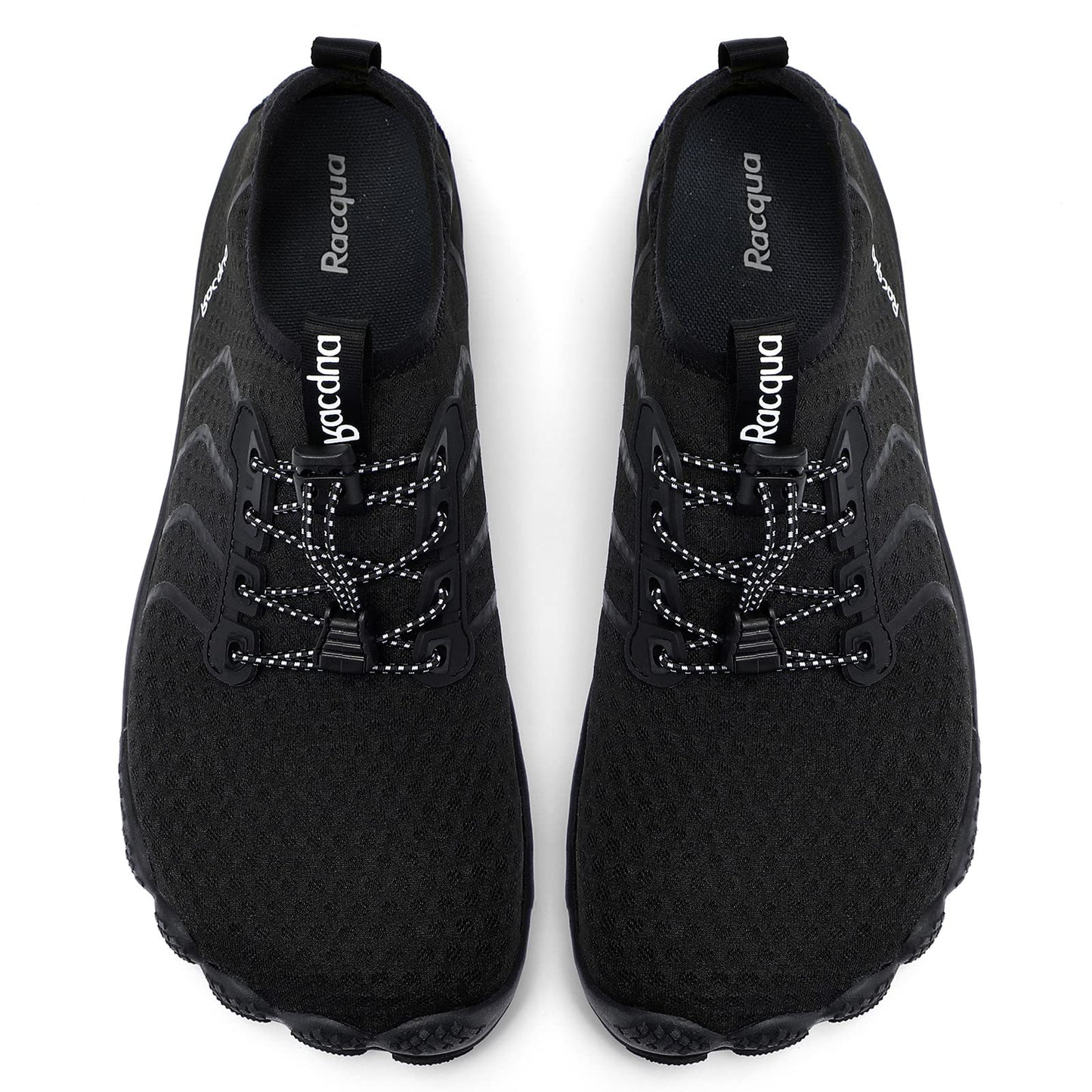 Racqua Water Shoes Quick Dry Barefoot Beach Aqua Sport Swim Surf Pool Hiking Diving Walking for Men Women Black 11 W/10 M
