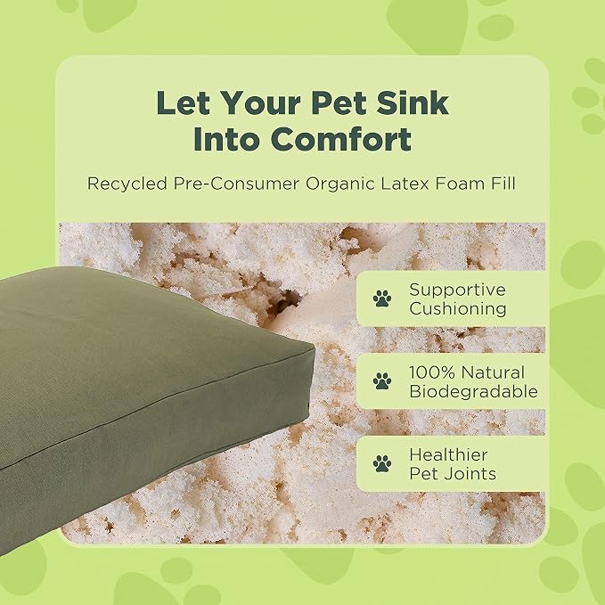 Small - 30 x 20 x 4 - Natural Premium Organic Hemp Dog Bed - Organic Latex Fill - Removeable Cover