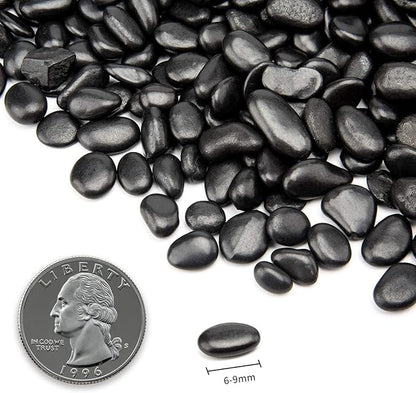 Black Small Decorative Pebbles - Gravel River Rock,Natural Polished Decorative Stones 3/8" Gravel Size,Pebbles Gravel for Bamboo Plants,Succulent,Home Decor,Landscaping,Vase Fillers and More.