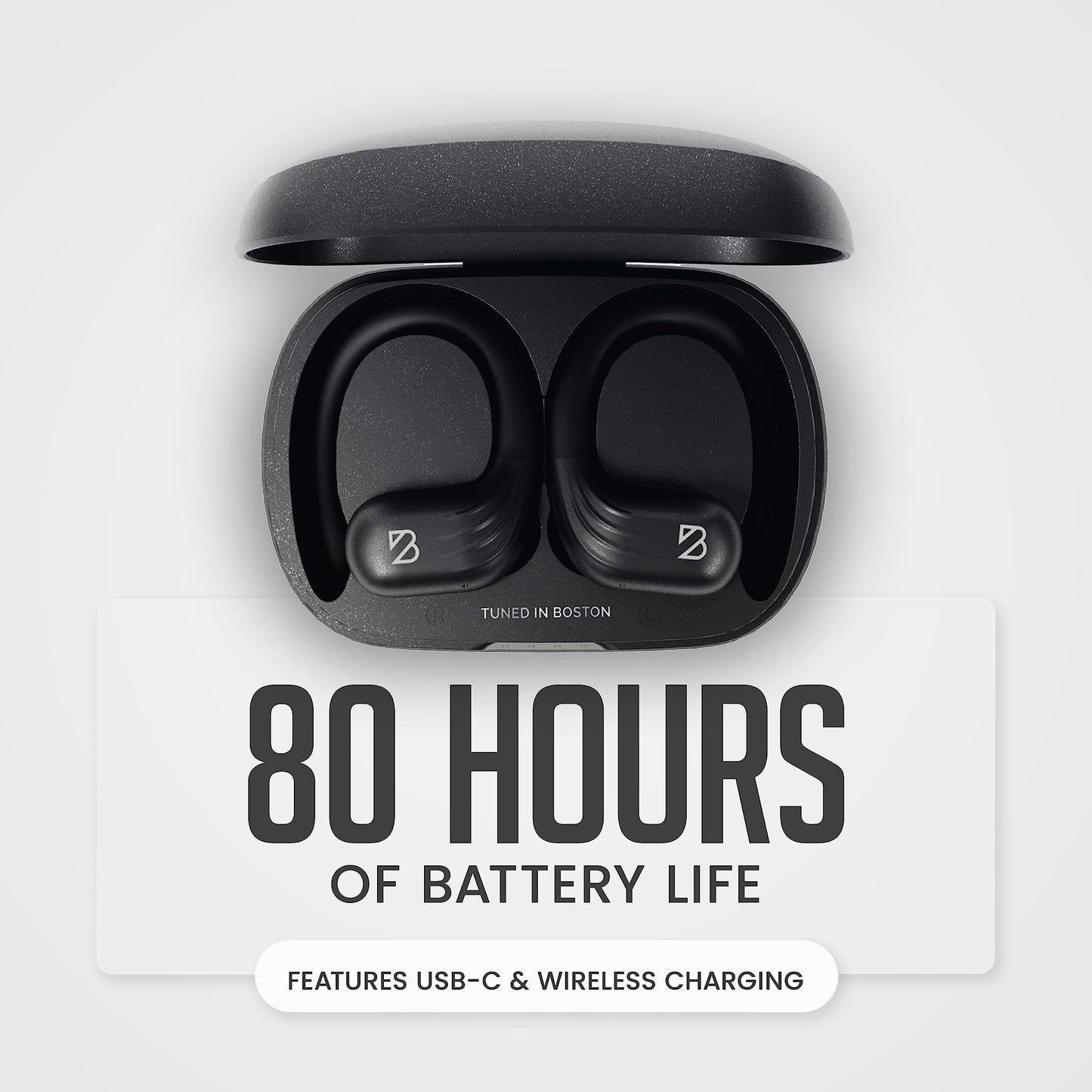 Back Bay Audio Runner 60 Wireless Running Earbuds, 80 Hour Long Battery Life Over The Ear Earbuds with EarHooks, Wrap Around Earphones Wireless Bluetooth Earphones with Microphone, in Ear Headphones