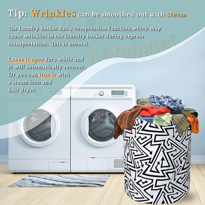 Black White Abstract Arrow Laundry Basket Foldable