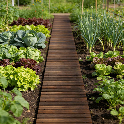 12FT Straight Wooden Garden Pathway Walkway Outdoor Roll Out Decorative Garden Non-Slip Patio Path Decorative Boardwalk Outdoor Road Floor for Backyard Beach Wedding Party