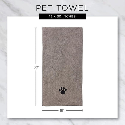 Bone Dry Pet Grooming, Embroidered Microfiber Towel Drying Collection, 15x30, Aqua