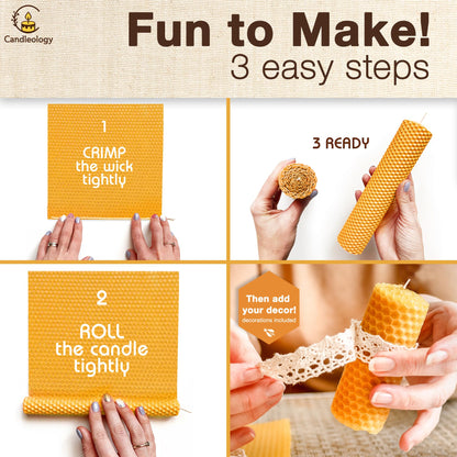 Beeswax DIY Candle Making Kit - Natural Candle Rolling Kit for Beginners with 7 Beeswax Sheets & Multiple Decorations to Make Candles