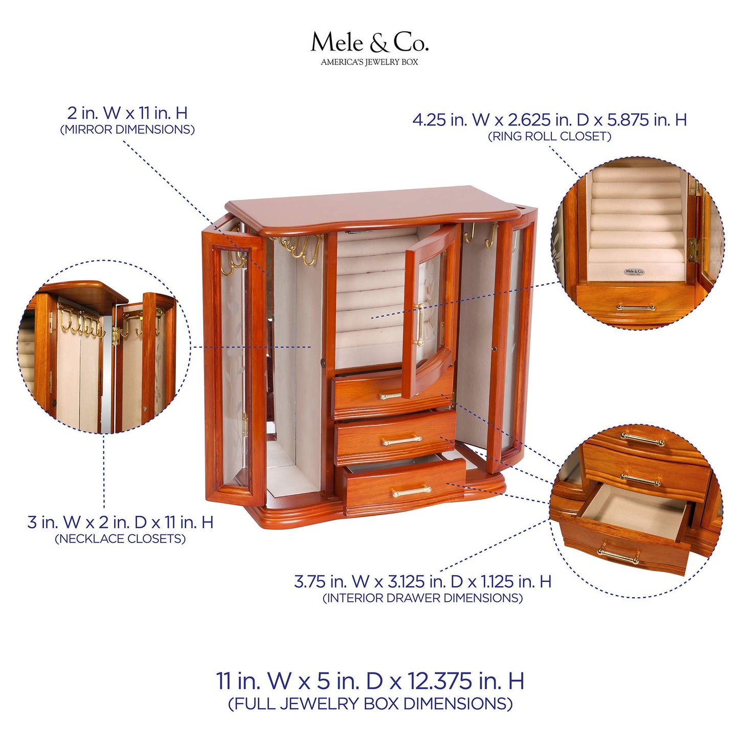 Mele and Co Richmond Wooden Jewelry Box