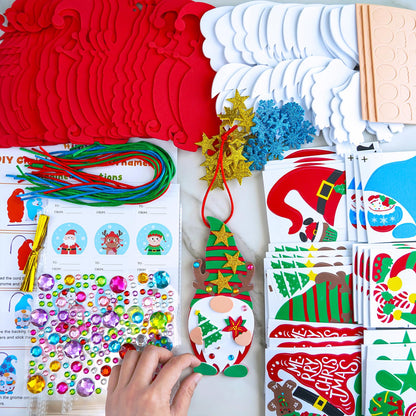 Winlyn 24 Sets Christmas Craft Kits - Winter Crafts DIY Gnome Ornaments & Decorations Art Sets with Foam Stickers for Kids Holiday Seasonal Home & Classroom Activities Party Favors