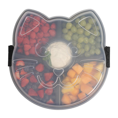KOLORAE Black Cat Reusable Serving Tray - Unique 5 Compartment Cat Snack Tray - Great for Entertaining Food Storage for Appetizers, Snacks, Chips & Dip, Fruits & Veggies - Fall Halloween Tray