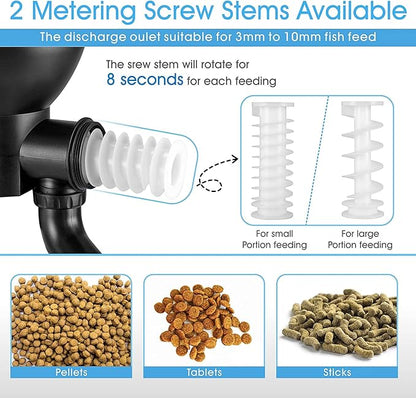 hygger LCD Control Automatic Pond Fish Feeder, Capacity 5.5L，DC 12V