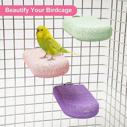 Bird Beak Grinding Stone, 3PCS Parrots Perch, Multiple Colors Platform, Nails Beak Trimmer for Bird Cage Accessories for Parrots Budgie Cockatiel Conure Lovebird Finch