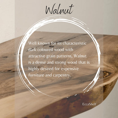 Ahşap Habitat Rustic Live Edge Floating Shelves for Wall, Solid Wood Floating Shelf for Room Wall, Natural Wood Shelves for Bathroom, Floating Real Walnut Wood Shelf (24'' x 6'')