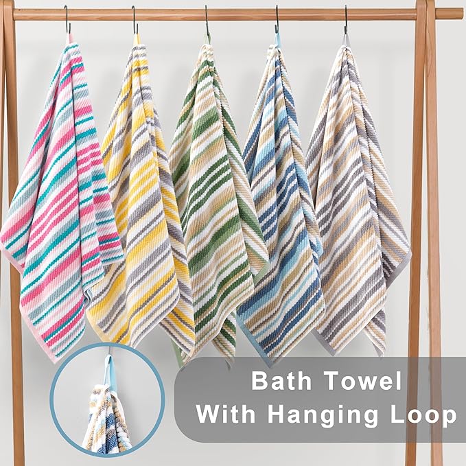VOOVA & MOVAS Striped Wash Cloths Set, Luxury Towel Set
