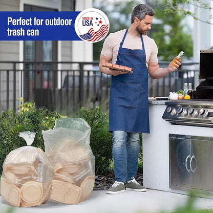 Delxo 30-33 Gallon Clear Trash Bags, Durable & Puncture-Resistant Plastic