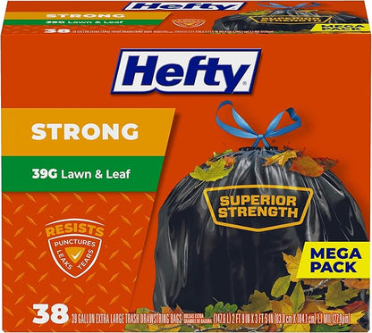 Hefty Strong Lawn & Leaf Trash Bags, 39 Gallon