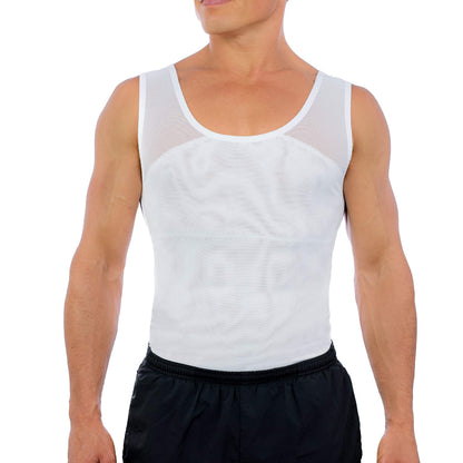 Esteem Apparel Original Men's Chest Compression Shirt to Hide Gynecomastia Slimming Shapewear (White, Large)
