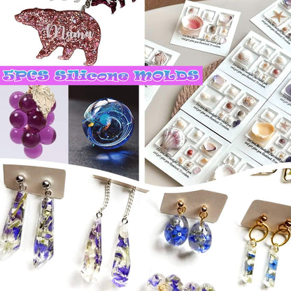 JILLSKY UV Resin Jewelry Making Kit, 300g Complete UV Resin Kit with Light, Molds, Storage Box & Tools for Beginners, DIY Resin Earrings, Necklaces, Pendants & Crafts