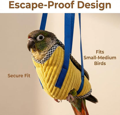 Portable Bird Carrier Bag with Harness, Escape Resistant Parrot Carrier & Bird Travel Bag for Parakeet, Cockatiel, Conure, Pigeon, Small Medium Birds, Random Color (Medium)