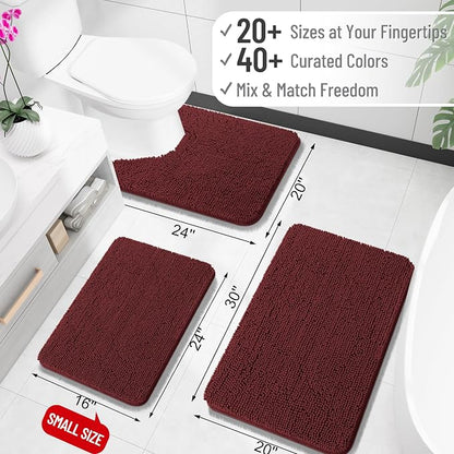 OLANLY Bathroom Runner Rugs 59x24, Soft Absorbent Chenille Bath Rugs, Rubber Backing Quick Dry, Machine Washable Long Bath Mats for Bathroom, Tub and Shower, Home Decor Accessories, Andorra Red-Brown
