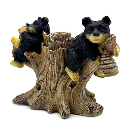 SHTWX 2 Black Bears on Branch Statue Figurine Sculpture Resin Collectible Gifts for Bear Lover Office Home Decor Desk Accessories Decoration Garden Figurines Outdoor Decor
