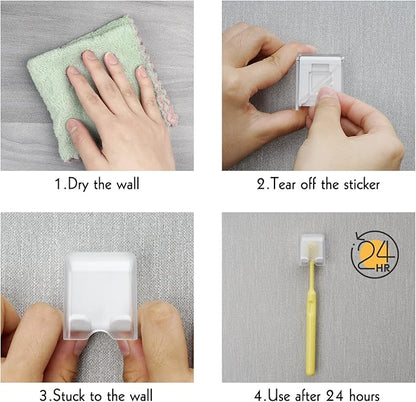 4 PCS Toothbrush Holder Wall Mounted