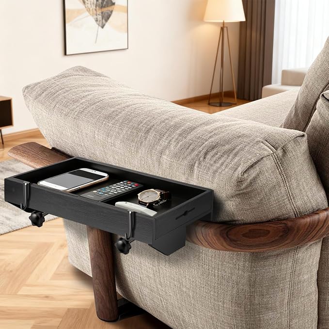 Bedside Shelf for Bed - Clamp On Nightstand Tray for Bunk Bed & College Dorm Room Essentials, Sturdy Floating Side Table Organizer with Cup Holder & Cord Slot for Top Bunk, Kids & Students