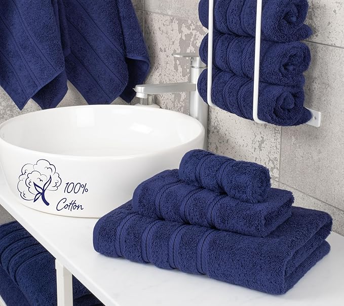 American Soft Linen Premium 3 Piece Towel Set, 1 Bath Towel 1 Hand Towel 1