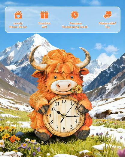 Rnfinewow 3D Puzzles for Adults, Highland Cow Clock Kit with Pendulum, 3D Wooden Puzzles Model Kit Home Decor DIY Wall Clock Highland Cow Puzzle Birthday Gifts for Women Men