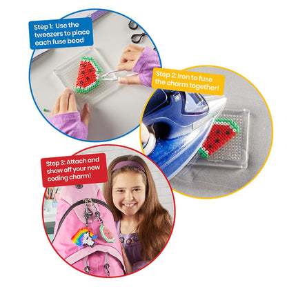 hand2mind Coding Charms, Coding for Kids 8-12, Fuse Bead Iron Craft Kit, Make Your Own Keychain, Coding Kits for Students, Computer Programming for Kids, STEM Activities, Educational Science Kits