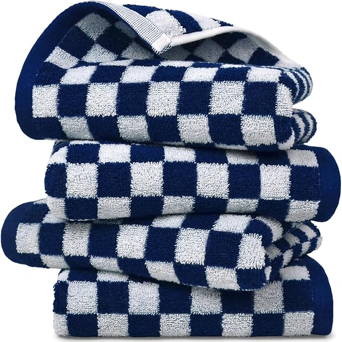 Jacquotha Navy Blue Hand Towels 4 Pack, Cotton Decorative Bathroom Hand Towels