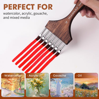 Fuumuui Grainer Brush Set - 3Pcs Professional Multi-Tooth Brushes, Flat Head Comb Brush Set Designed for Textures and Special Effects for Acrylic Painting, Oil & Watercolor, Short Handle