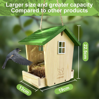 Bird Feeder Handcrafted Wood,Squirrel Proof Wild Bird Feeders for Outdoors Hanging Solid Wood Pine,Backyard Birding & Wildlife (Bird Feeder-A)