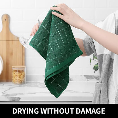 Homaxy 100% Cotton Terry Kitchen Towels, Checkered Designed, Soft and Super