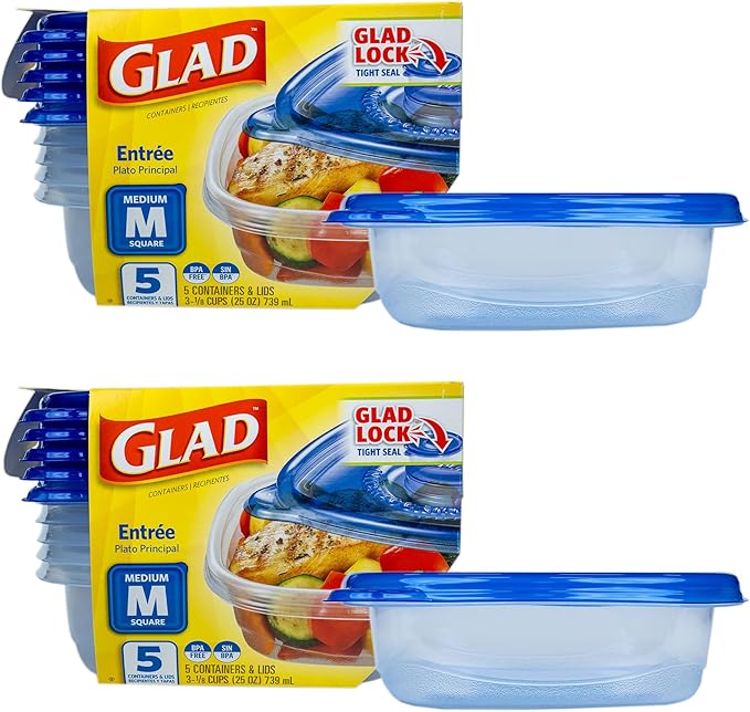 Glad GladWare Entrée Food Storage Containers, Medium Square