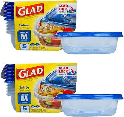 Glad GladWare Entrée Food Storage Containers, Medium Square