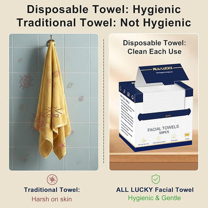Face Towels, XL Facial Dry Towels 10x12 Inch, Biodegradable Disposable Face