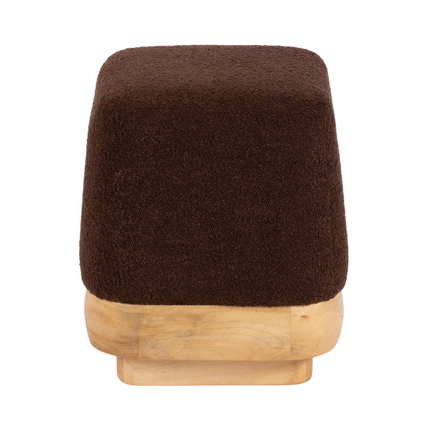 Kate and Laurel Sabri Square Upholstered Ottoman with Mango Wood Base, 16 x 16 x 18, Soft Brown and Natural, Modern Boucle Living Room Ottoman Foot Rest for Apartment or Dorm Room Decor