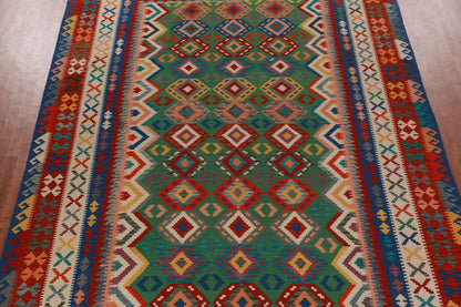 Rug Source Southwestern Style Collection Large Rugs (Palace Sized) Kilim Rectangle Rug, Hand Woven Green All-Over Rug, Oriental 100% Wool Carpet for Bedroom, Living Room, Dining Room