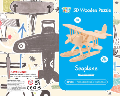 Georgie Porgy 3D Wooden Puzzles for Kids Toys Construction Woodcraft Kits DIY Model Puzzle Kits Birthday Gifts Pack of 6 (Airplane Bus Sports Car Pirate Ship Truck Motorcycle)