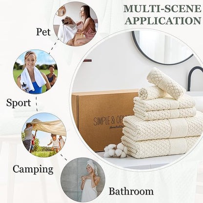 Simple&Opulence 6 Piece Luxury Towel Set, 100% Cotton Bathroom Towels
