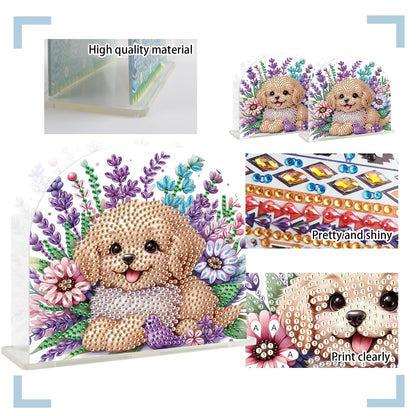 TDFERAN Diamond Art Napkin Holder, DIY Puppy Acrylic Tissue Storage Box for Table, Diamant Painting Kits Cocktail Napkin Holder, Diamond Painting for Paper Holders, Kitchen Decor