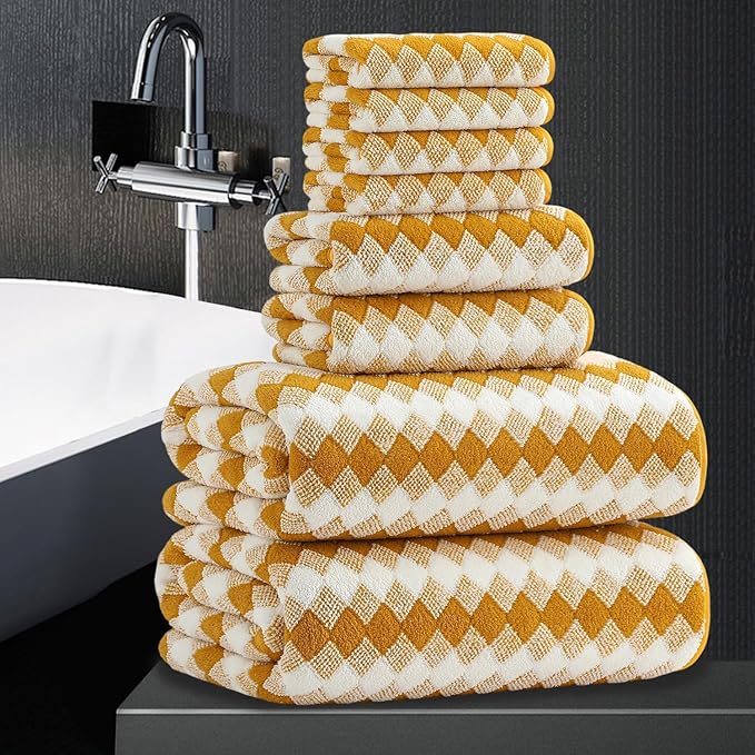 8 Piece Bathroom Towel Set |2 Oversized Bath Towels, 2 Hand Towels, 4