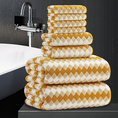 8 Piece Bathroom Towel Set |2 Oversized Bath Towels, 2 Hand Towels, 4