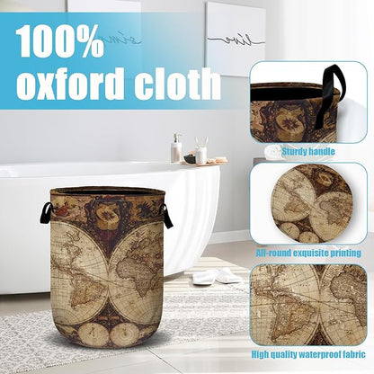World Map Laundry Basket, Laundry Hamper Collapsible Oxford Cloth