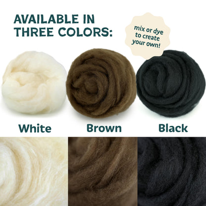 Woolbuddy Needle Felting Wool, Carded Core Wool, White Roving for Wet Painting, DIY Dryer Balls, Felting Pads, Supplies, and Bulk Chunky Yarn (15.7oz)