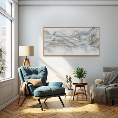 Abstract Wall Art Framed Ready To Hang Home Decor Artwork Simple Modern Art Pieces With Gold And Gray Textures Wall Art Prints Canvas Painting Small Size For Living Room Bedroom Office Decoration 20"X 40"
