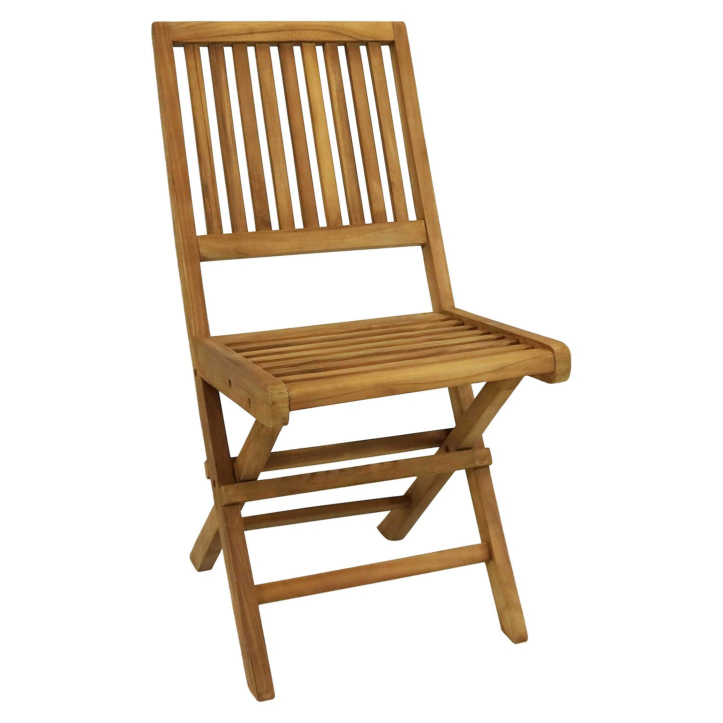 Sunnydaze Foldable Teak Wood Outdoor Chairs – Folding Patio Chair Set of 2 for Deck or Balcony – Wooden Teak Furniture with Light Finish