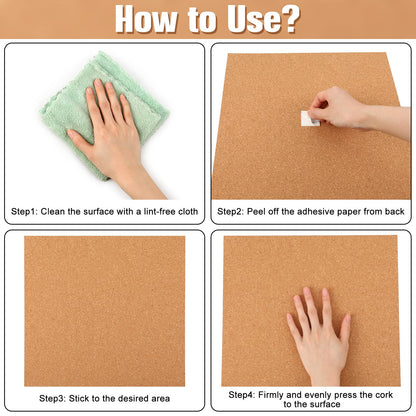 Crtiin 24 Pcs Cork Board Tiles Bulletin Boards 12"x12" 1/4" Thick Square Natural Cork Sheets with Self Adhesive Backing Brown Corkboards for Wall School Office Home DIY Supplies
