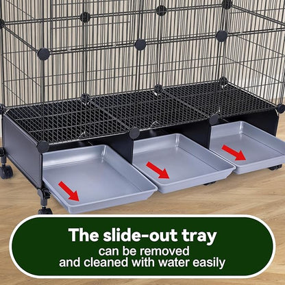 VISCOO Encrypted Bird Cage (46" x 36" x 12"), with Wooden Perches, Metal Parakeet Cage with Slide-Out Tray, Water Bottle&Feeder, Bird Cages for Parrot,Parakeets,Cockatiel,Small Mid-Sized Birds